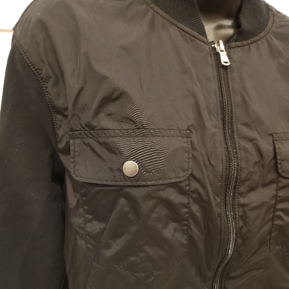 Michael Kors Sweatshirt Zipped Jacket Women's Medium Black 2 Upper Patch Pockets - Picture 2 of 8